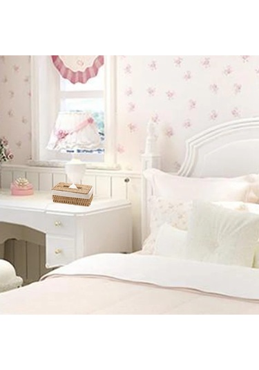 Haki-yaratıcı El Yapımı Rattan Doku Kutusu Ev Kağıt Saklama Sepeti Ev Dekorasyon Haki Çiçek Tarzı 1 Adet