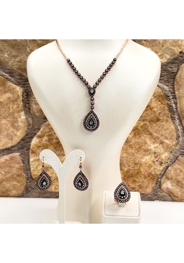 Elmas Montür Rosegold Özel Üretim Gümüş Set Takım - Lvrset12 Rose Gold