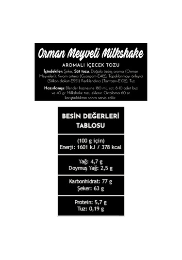 Nera Orman Meyveli Milkshake 1.000g İçecej Tozu