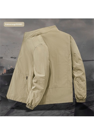Sonbahar Yeni Rahat Nefes Alabilen Yumuşak Sade Erkek Ceketi Haki