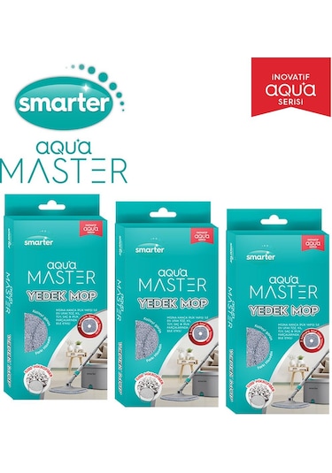 Smarter Aqua Master 3 Adet Yedek Mop Temiz & Kirli Suyu Ayırma Özelliği Otomatik Temizlik Seti Mop