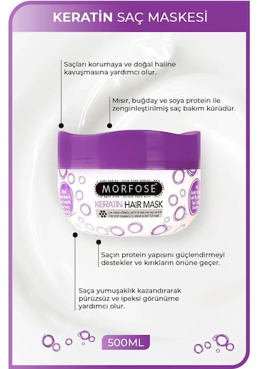 Keratin Saç Maskesi 500 Ml - Yıpranmış Saçlar İçin - Mrfs
