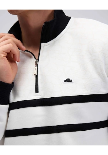 Ellesse Yarım Fermuarlı Erkek Sweatshirt Em619 Ekru