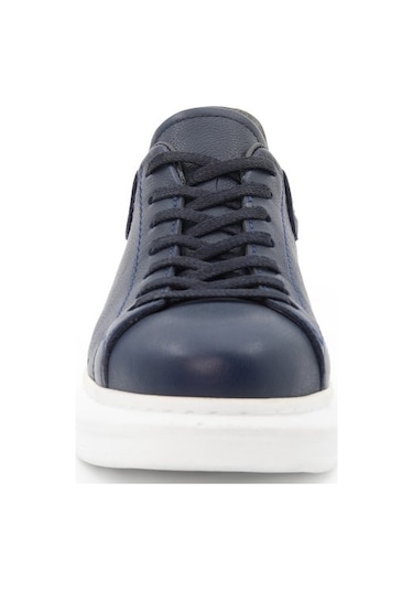 Günlük Gizli Topuklu Lacivert Hakiki Deri Boy Uzatan Ayakkabı Lacivert