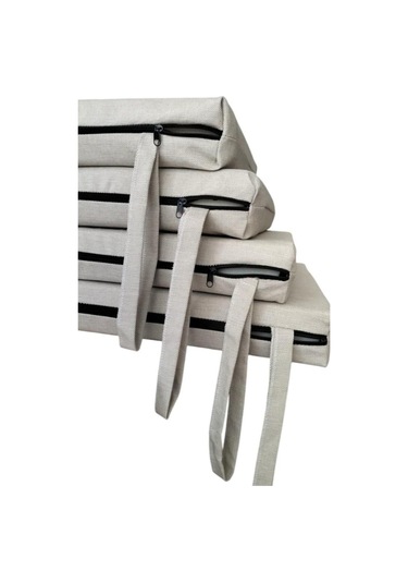 Mc.pierobaby Sandalye Minderi Koltuk Minderi Su Geçirmez Leke Tutmayan Keten Kumaş 6 Adet Krem Mavi