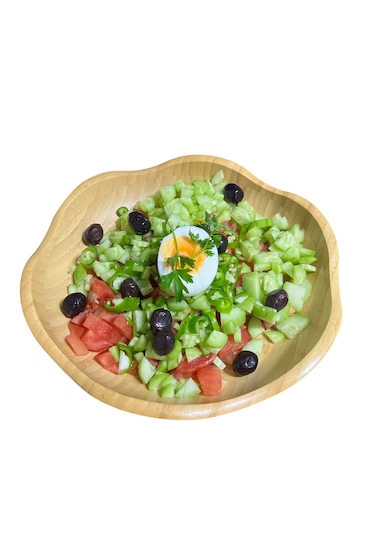 Dekoratif Bambu Servis Tabak, Servis Tabağı, Salata Tabağı, Çap 20 Cm Ahşap - Bej