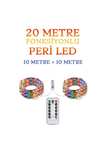 Kumandalı Animasyonlu 20 Metre Usb Peri Led Parti Kutlama Tel Led RGB