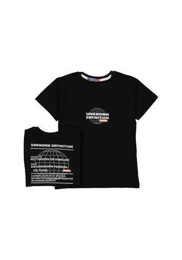 Erkek Çocuk Ön Arka Baskılı Tişört Bgl-st04455 Siyah