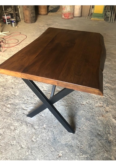 Bintaşmobilya Ceviz Rengi Gürgen Ağacı Kütük Masa Imalatı 80X120.Cm