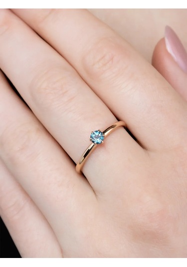 Uvelirnye Tradicii 925 Ayar Gümüş Doğal Topazlı London Yüzük 402965484 Mavi