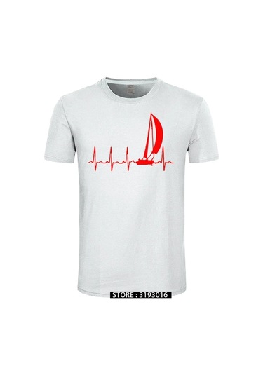 Cınessd Yelken Kalp Atışı Grafikli Yazlık %100 Pamuk Erkek Tshirtroyal Blue Royal Blue