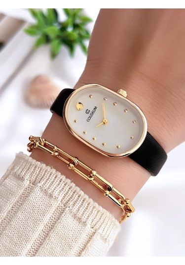 Coliseum Deri Kordon Vintage Seri Kadın Kol Saati+bileklik Hediyeli Cl8104.bm4 Sarı