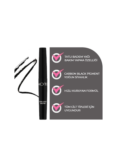 Note Cosmetique Ultra Black Eyeliner Kıl Fırça Uçlu - Siyah
