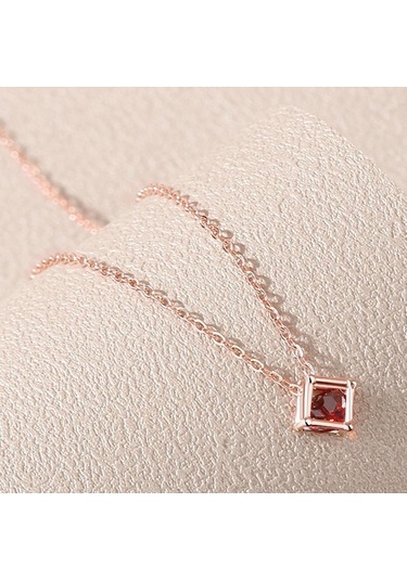 Kırmızı Tancise 925 Ayar Gümüş Klasik Kadın Kolye Kolye Zirkon Moda Hediye