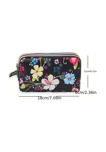 Trendooze Willowhaven 1 Adet Canlı Çiçek Desenli Uzun Klap Bilek Kayışlı Fermuarlı Çok Amaçlı Telefon Ruj Bozukluk Cüzdanı A-01 Çok Renkli