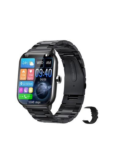 Jeemson 1.9" Renkli Dokunmatik Ekranlı Akıllı Saat (İthalatçı Garantili) + Çelik + Silikon Kordon