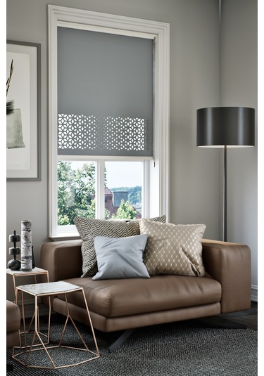 Lazer Kesim Mat Stor Perde, Lazer Kesimli Modern Serisi, M-191004 Antrasit Renk Antrasit