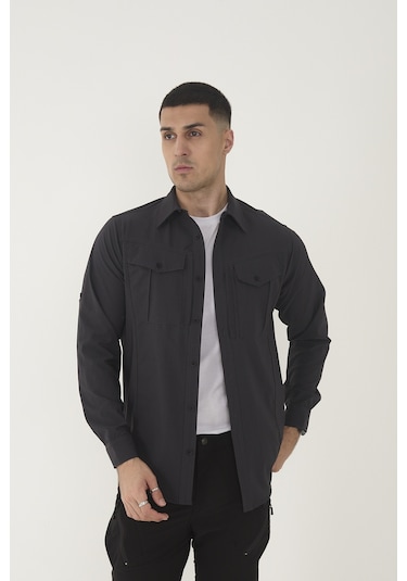 Camp Scoutland Camp387 Outdoor Tactical Rahat Ve Kullanışlı Su İticili Erkek Taktik Gömlek Antrasit Antrasit