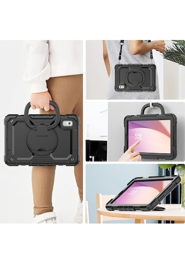 Lenovo Uyumlu Tab M9 / Lenovo Uyumlu K9 Tb310 Kickstand Case Pc+silikon Tablet Kılıf Omuz Kayışı