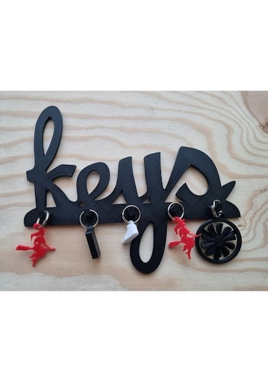 Keys Yazılı Anahtar Askılığı 4 Anahtarlı Siyah 20cm Diğer