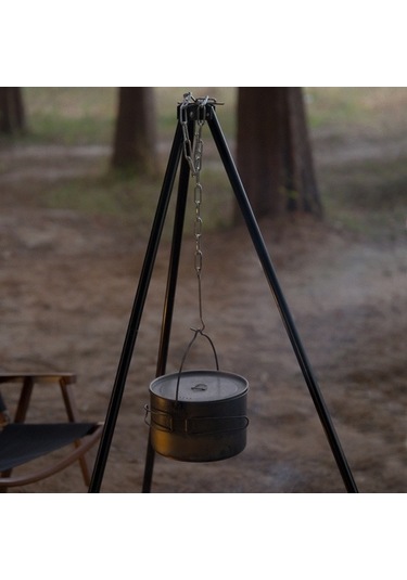 Wondernest Tripod Titanyum Standı Şık Shınetrıp Renk Pot Pişirme Piknik Kamp İçin Asılı Alüminyum Alaşımlı Açık A073 - Ju Gri