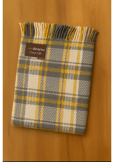 Dinarsu Cosy Life Tv Battaniyesi Gri - Sarı