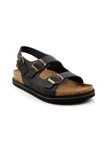 Siyah Leather Erkek Sandalet E05801198403 Siyah