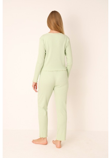 Nbb Kadın Yeşil Önden Düğmeli Pijama Takımı YESIL