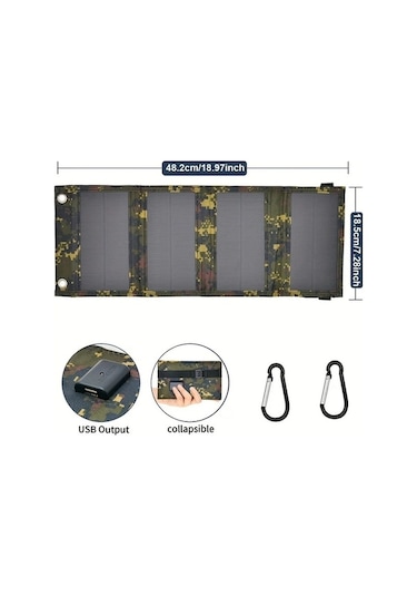 Besthome1 Dream011 1 Adet Taşınabilir Katlanabilir Güneş Paneli Siyah Usb Arayüzü Telefon Tablet Şarj Kampçılık Seyahat Monokr