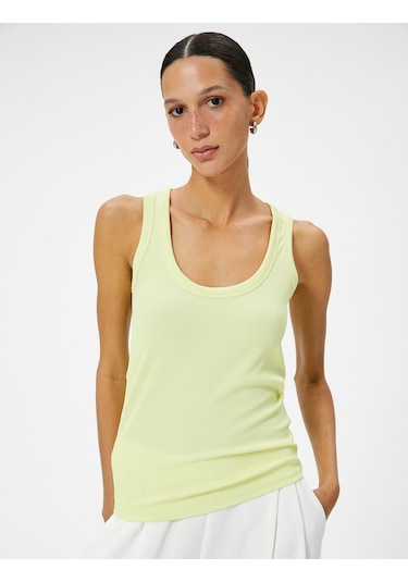 Koton Fitilli Atlet Kalın Askılı U Yaka Slim Fit Sarı 4sak10208ek Sarı