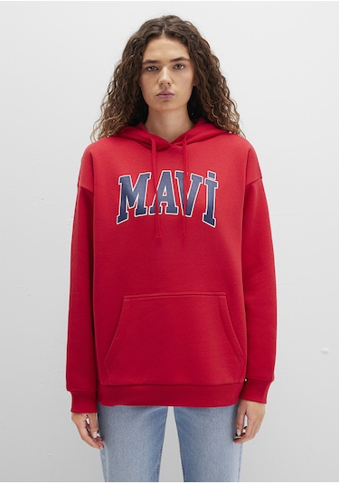 Mavi - Mavi Logo Baskılı Kırmızı Kapüşonlu Sweatshirt 1600361-820