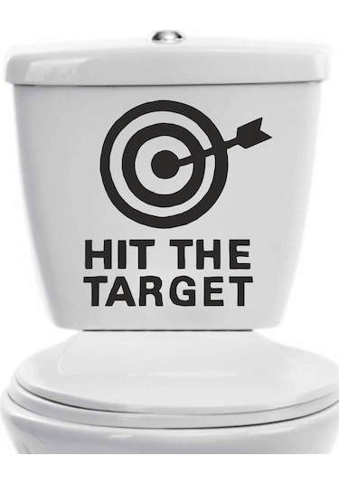 Hit The Target Hedefi Vur Duvar Kapı Cam Klozet Kapağı Banyo Wc Sticker 25x23 Cm