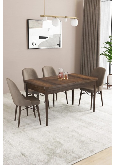 Sar Pakete Almira Serisi, Barok Ahşap Desen 80x132 Açılabilir Mdf Mutfak Masası Takımı 4 Adet Sandalye Cappucino Sar Pakete Almira Serisi, Barok Ahşap Desen 80x132 Açılabilir Mdf Mutfak Masası Takımı 4 Adet Sandalye Cappucino