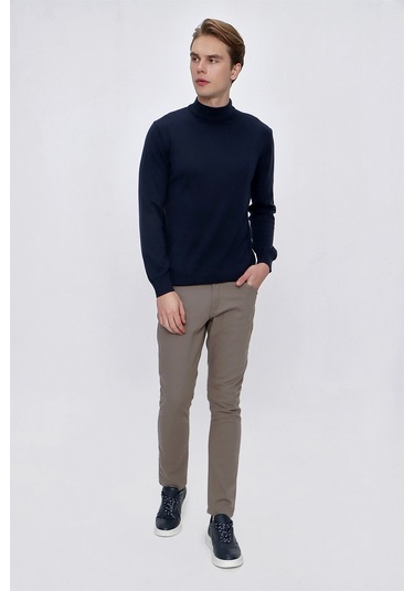 Basic Dinamik Fit Rahat Kesim Yarım Balıkçı Yaka Triko Kazak 99kc017002200 Lacivert