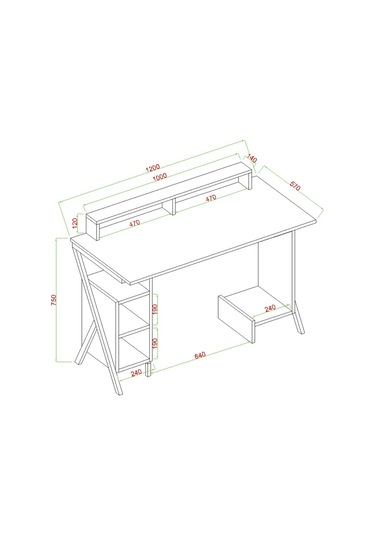 Milano Çalışma Masası, 120 Cm Siyah Siyah