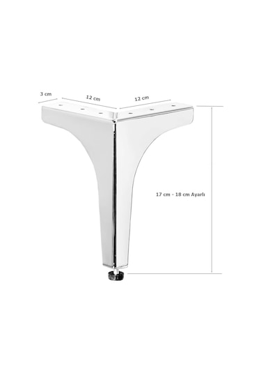 4 Adet Klas Ayak Metal 17 Cm Krom Mobilya Koltuk Ayağı