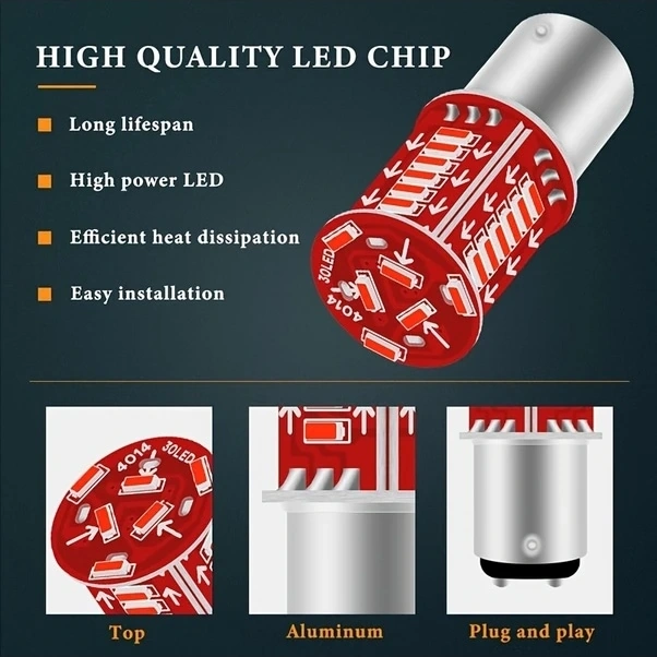 Trendooze Turcoshop11 2 Adet 1157 Kırmızı 30 Led Şelale Efektli Araç Işıkları