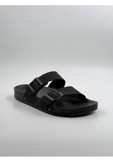 Pierre Cardin Çift Bantlı Erkek Terlik Siyah