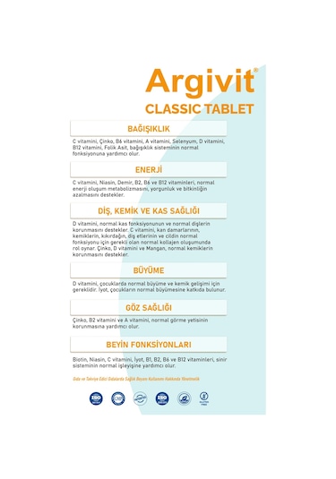 Argivit Classic Takviye Edici Gıda 30  Tablet