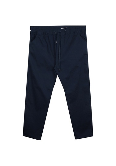 Erkek 118 -156 Kilo Arası İçin Uygun Lastikli Paça Bağcıklı Battal Boy Gabardin Pantolon Lacivert Lacivert