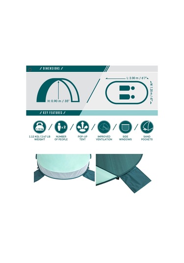 Bestway 2 Kişilik Kolay Kurulumlu Plaj Çadırı 68107 Gölgelik Yeşil
