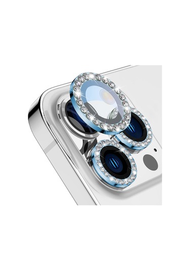 Buff Iphone Uyumlu 14 Pro / 14 Pro Max Uyumlu Diamond Lens Koruyucu Açık Mavi