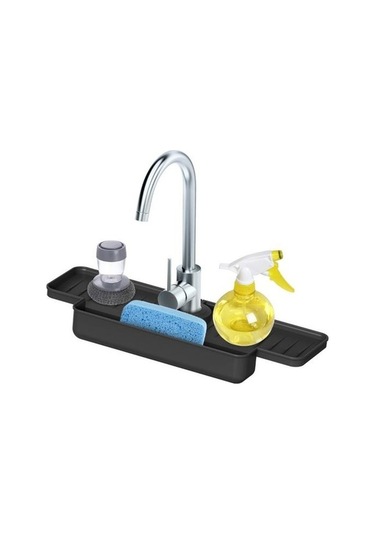 Novahub Gri Musluk Sıçrama Koruması: Katlanabilir, Dayanıklı, Sızdırmaz, Mutfak Lavabo Sünger Fırça Depolama Tepsisi Gri