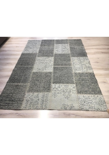 Türkmen Halı Vintage Mood 3205A Gri 80X150Cm Patchwork Kilim