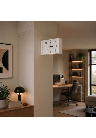 Fibrika Store Retro Station Duvar Saati - Minimalist Tasarım Beyaz