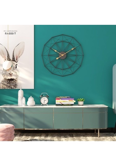 Goldenqian 50 Cm Retro Iskandinav Demir Sanat Büyük Sessiz Asılı Saat Ev Dekor Yeni 3nloga Siyah