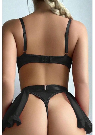 Kadın Dantel & File Jartiyer Takım Siyah / Kırmızı / Bordo Siyah