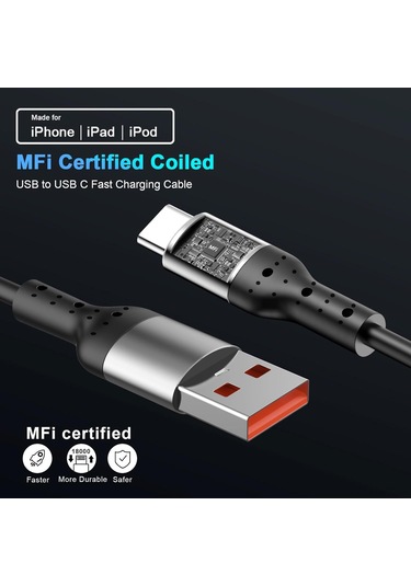 Honmex 2 Adet Siyah 66w Carplay Destekli Usb-a To Usb-c Geri Çekilebilir Çelik Kablosu - Hızlı Şarj Ve Veri Transferi - Araç, Ev, Ofis Kullanıma Uygun