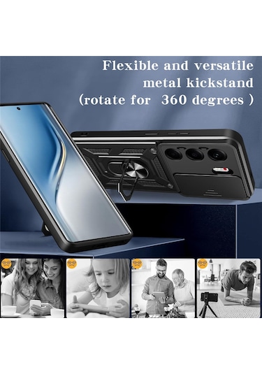 Tecno Camon 40 Pro 5g Kılıf Kamera Sürgülü Yüzüklü Slide Tank Kapak