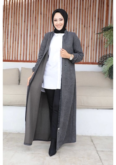 Şönil Kumaş Kışlık Comfort Ferace - Gri / F0506 Gri